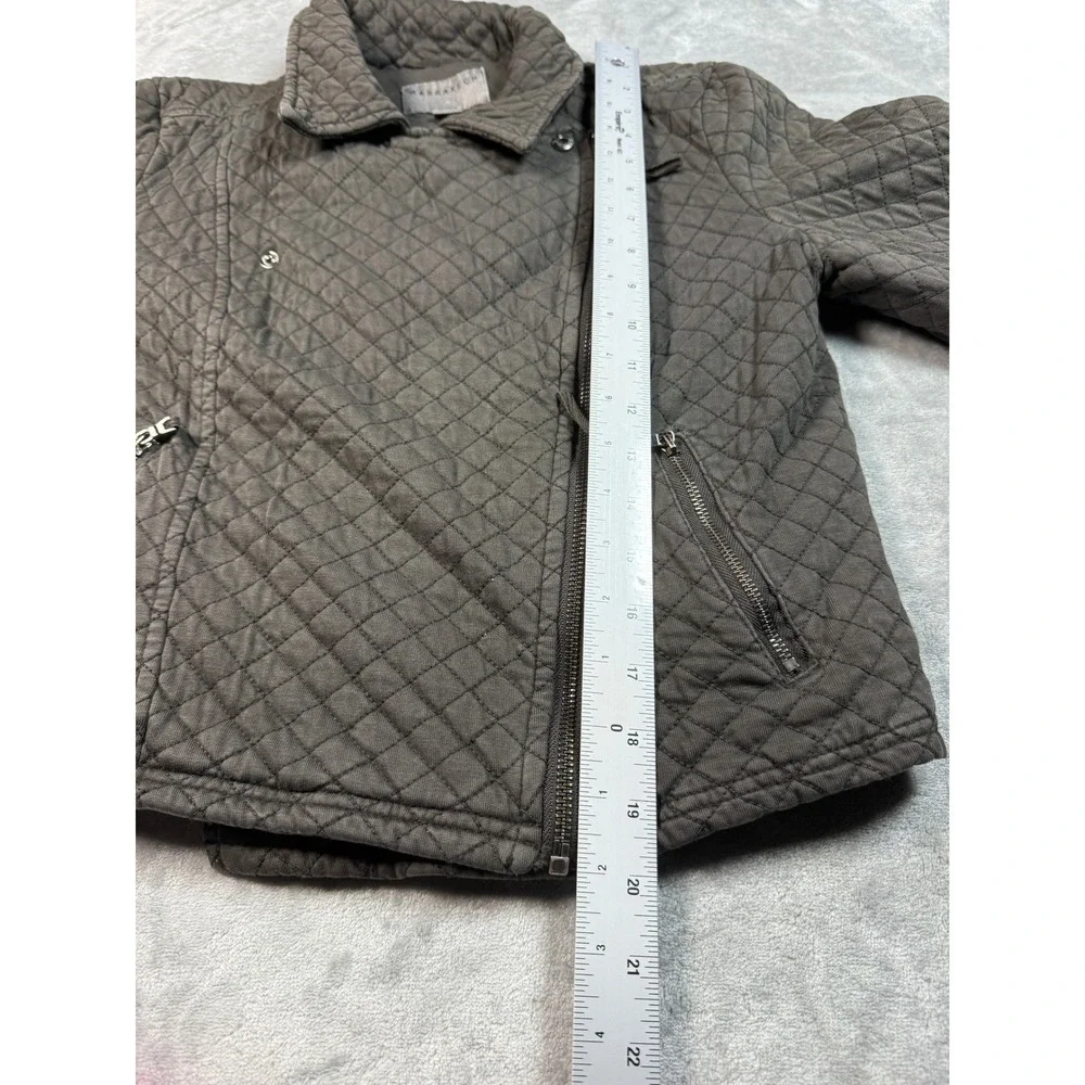 Anthropologie Marrakech Quilted Moto Jacket Womens Gray Full‎ Zip Pockets Small
